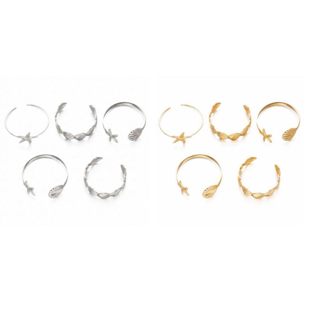 Gold Starfish Opening Bracelet Scallop Flower Upper Arm Bracelet for 5Pcs/Set Arm Accessories