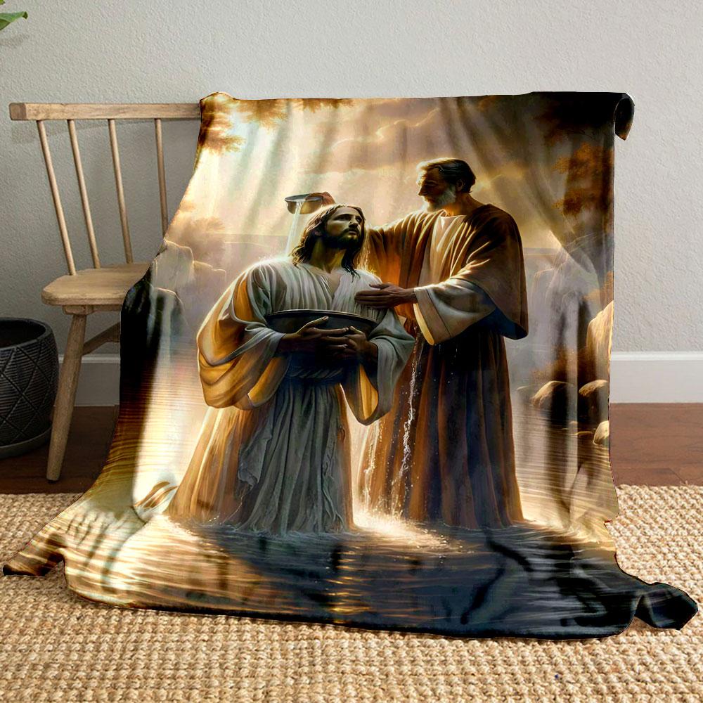 

Jesus Baptism Scene Blanket Printed Blanket for Living Room Bed Couch lunch break Soft Cozy Blanket for Friend s festival Gift 80cm x 120cm