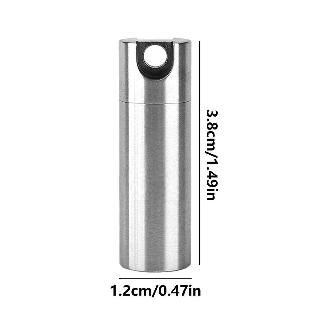 Portable Waterproof Metal Capsule Box Mini Medicine Holder Keychain Stainless Steel Pill Case Pendant Mini Travel Pill Box