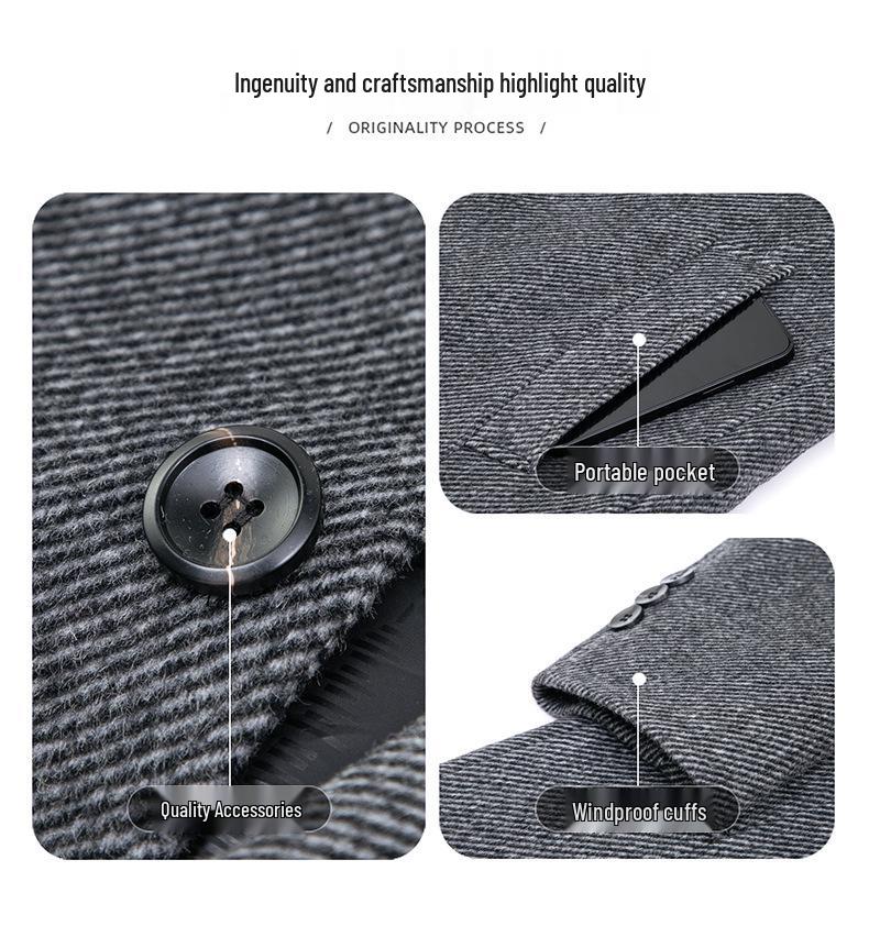 Genuine Brand Men's Mid-Length Woolen Jacket - Autumn/Winter Fashionable Down Liner Coat