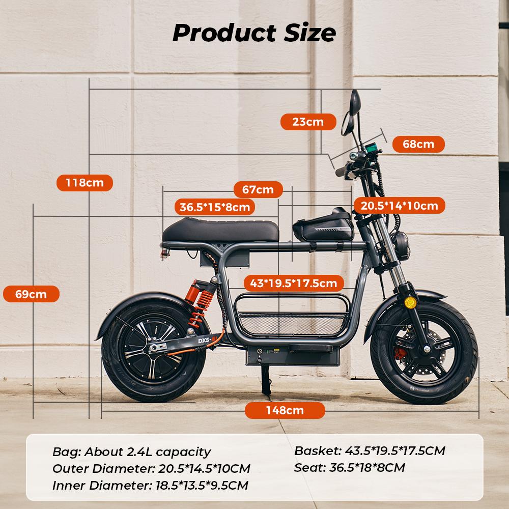 iScooter DX5 Electric Scooter 15.6Ah 16'' Tires NFC Start  60-72KM Range Adult scooter Max Load 150KG escooters
