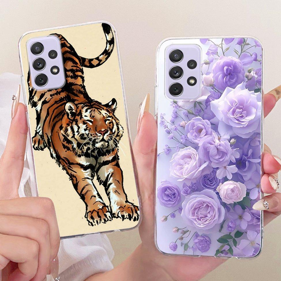 Transparent For Samsung Galaxy A72 4G Case Cute Fashion Flowers Funny Painted Casing For Samsung A72 4G SM-A725M SM-A725F Cover