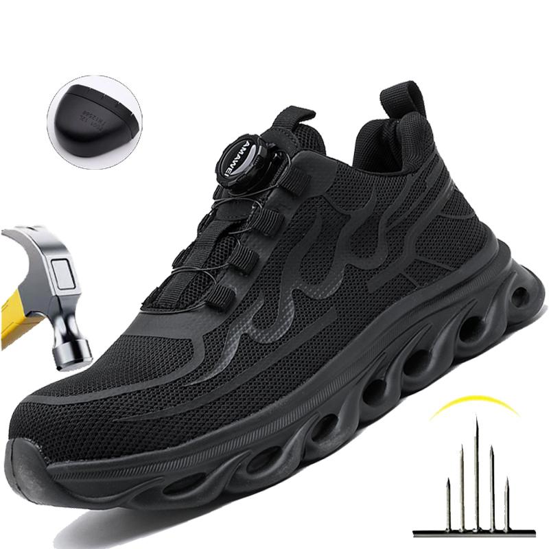 Safety Toe Shoes Men For Work Anti-Puncture Shock Absorbing Outsole Breathable Outdoor Hiking Sneakers Lightweight Safety Shoes