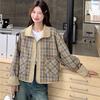 Women's Korean-Style Plaid Work Jacket, 2025 Spring/Autumn Collection, Double-Sided, Chic & Versatile Short Design.