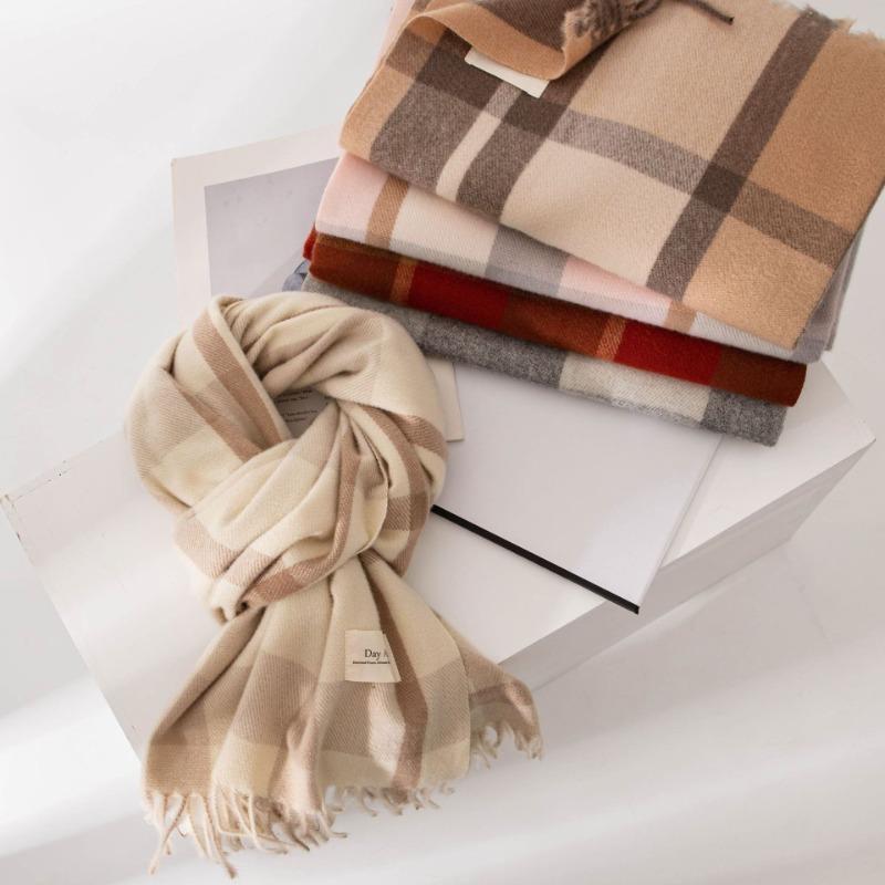 Plaid scarf autumn and winter imitation cashmere shawl warm scarf versatile fringe fashion high-end new style thickened for men and women