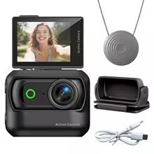 Portable Palm-Sized Action Camera with 2.0in Flip Screen 1080P 4K HD Magnetic Detachable Mini Cam for Day or Night Vlog Shooting