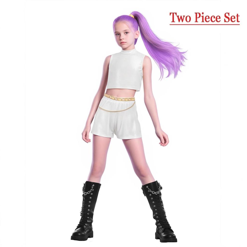 Kids K-Pop Demon Hunters Mira Rumi Zoey Cosplay Costume Set Girls Uniform Halloween Party Stage 3D Printed Dress Up Suits