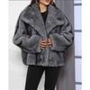 Women Faux Fox Fur Cropped Coat Large Lapel Collar Luxury Short Fluffy Jacket Cruelty‑Free Warm Outerwear For Winter Party Street Wear