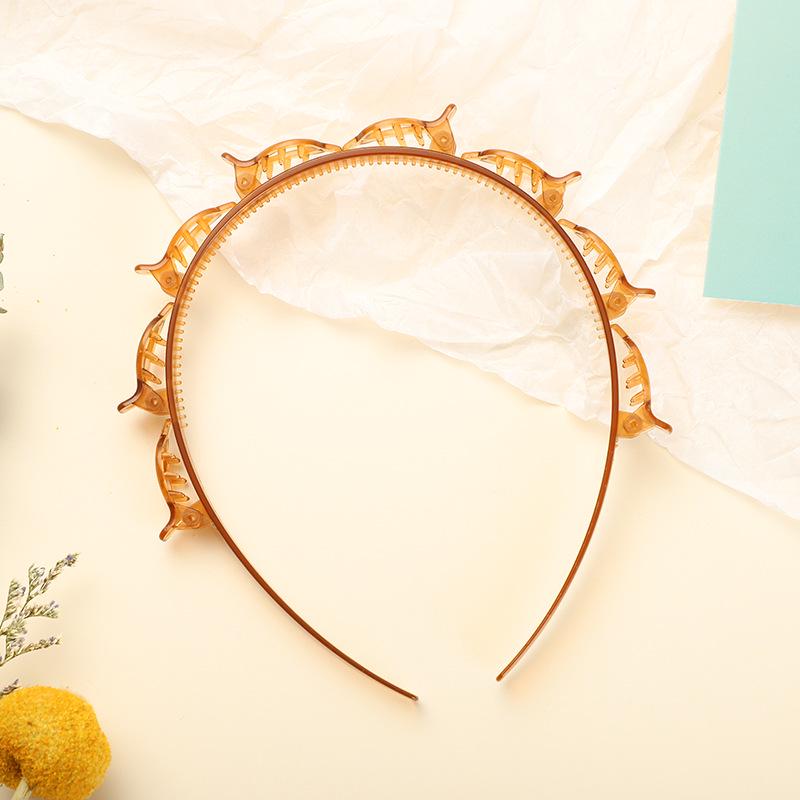 

Hollow Weave Hair Clips: Non-Damaging Headband Clips for Styling and Braiding коричневый