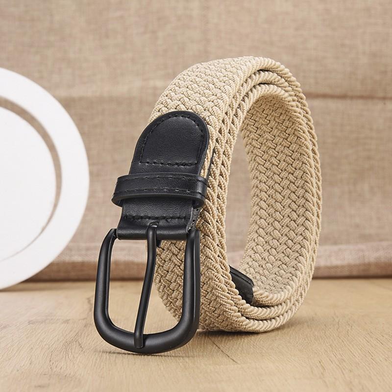 Non perforated men's and women's woven waist belt, elastic canvas belt, women's Korean version versatile student pants belt