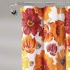 Lush Decor Leah Floral Shower Curtain, 72" W x 72" L, Red & Orange - Fabric Shower Curtains - Watercolor Botanical Bathroom Curt