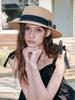 Olinkeompeulliteu Wave Ribbon Boater Hat (Brown)