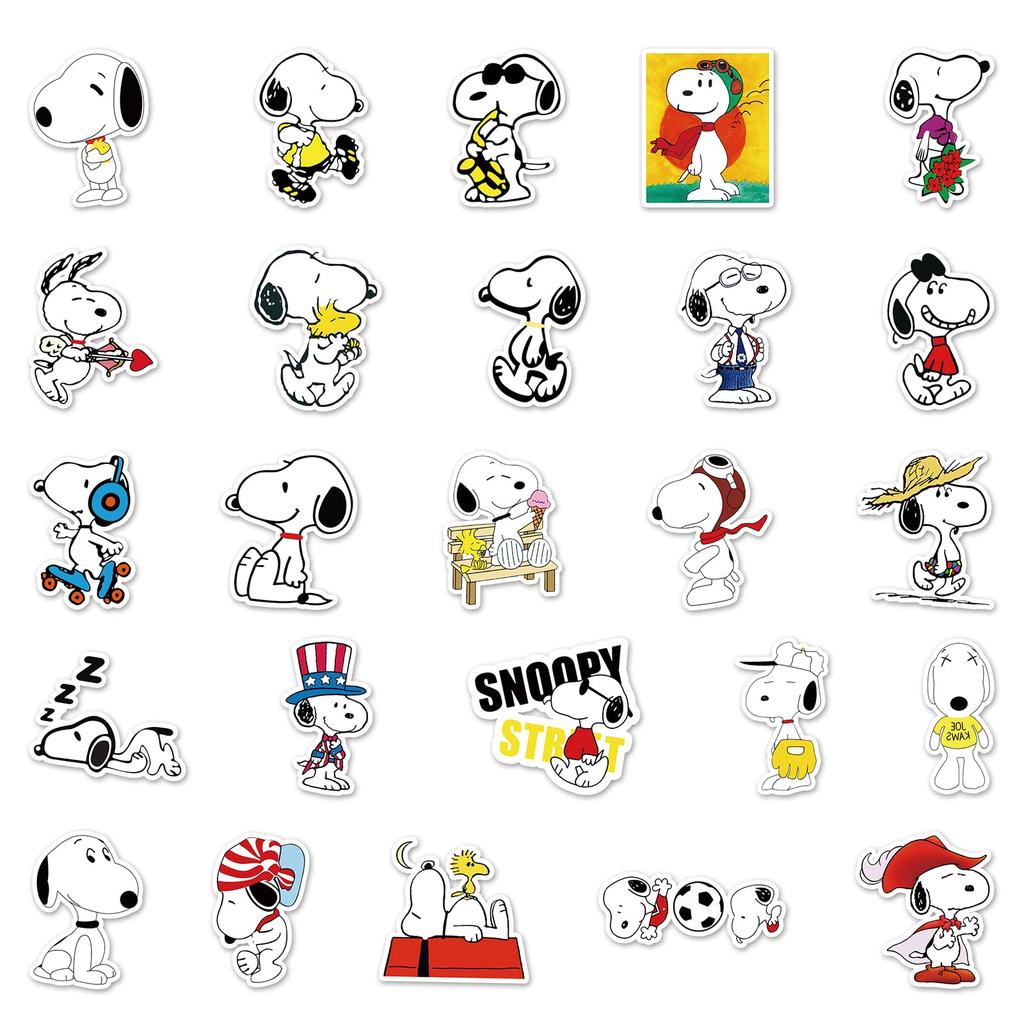 Snoopy Sticker Set Waterproof Snoopy Sticker Pack Branded Stickers for and More (50 Stickers) - - Suitcases, Cars, Motorcycles, Helmets, Skateboards,