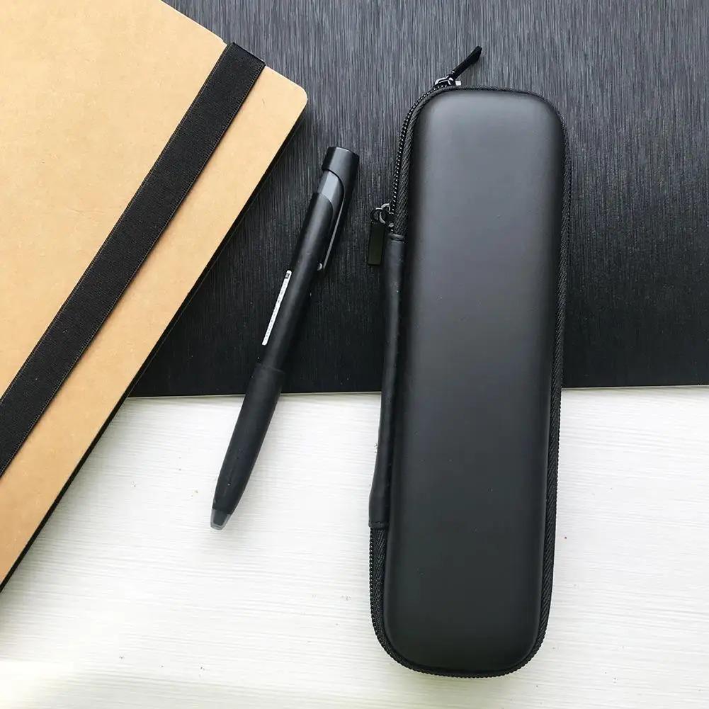 Estojo Preto Rígido para Canetas Estilo Minimalista Estojo para Lápis Estojo de Malha para Fones de Ouvido Organizador de Pincéis de Maquiagem Estojo com Zíper para Lápis Material Escolar