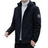 Men's Winter Thickened Warm White Duck Down Jacket Blue Middle-aged Removable Hooded Top