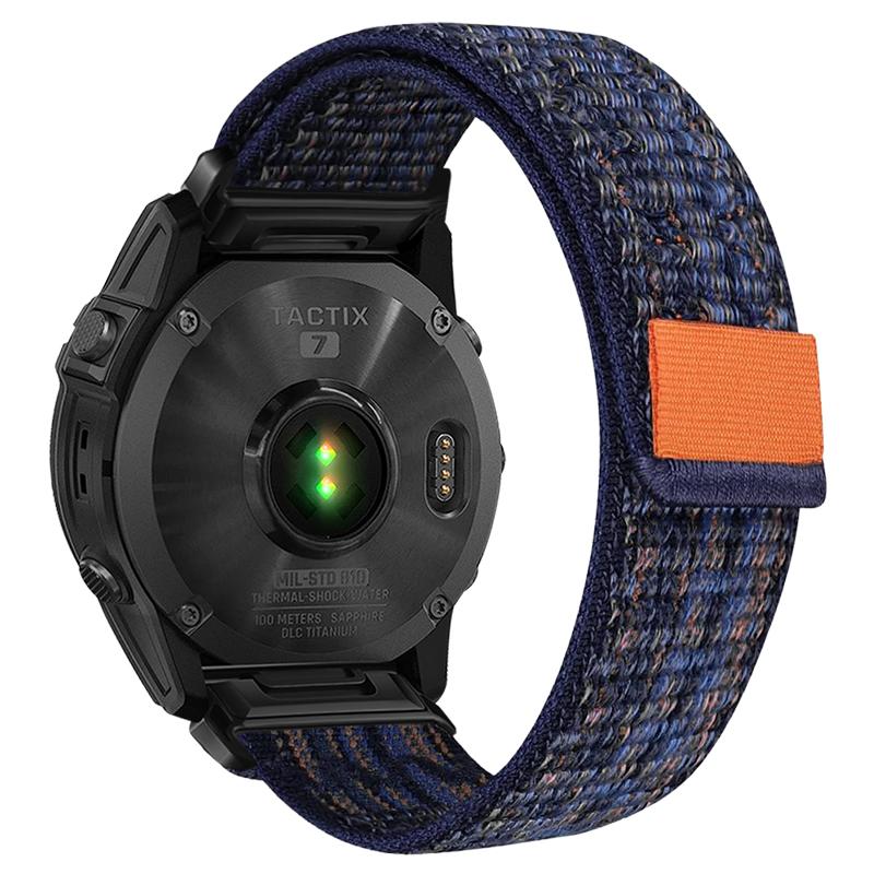 

22mm Quick Release Nylon Watch Band for Garmin Fenix 8 47mm/Fenix 7/6 Blue+Orange