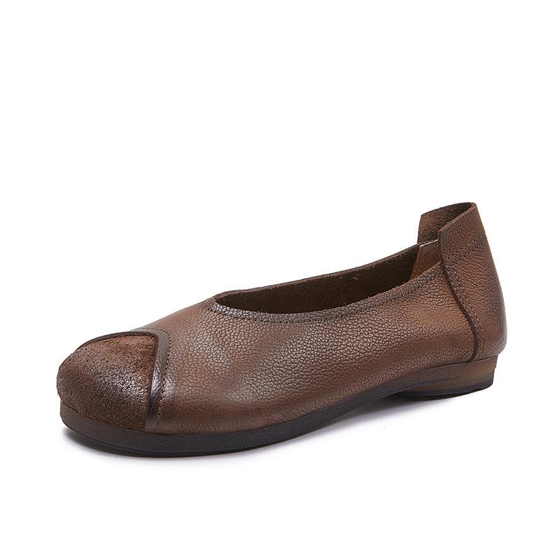 Fashion GKTINOO  Retro Round Toe Shallow Flat Shoes 2025 Spring Autumn New Genuine Leather Loafers Soft Sole Women's Slip-on Shoes