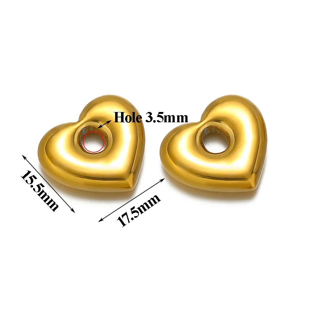 5pcs Stainless Steel Big Hole Heart Charms Pendants for DIY Jewelry Findings Women Necklace Bracelets Supplies Earrings Making