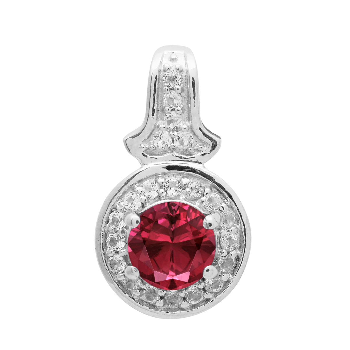 

Multi Stone Round Solitaire Halo Pendant - 925 Sterling Silver