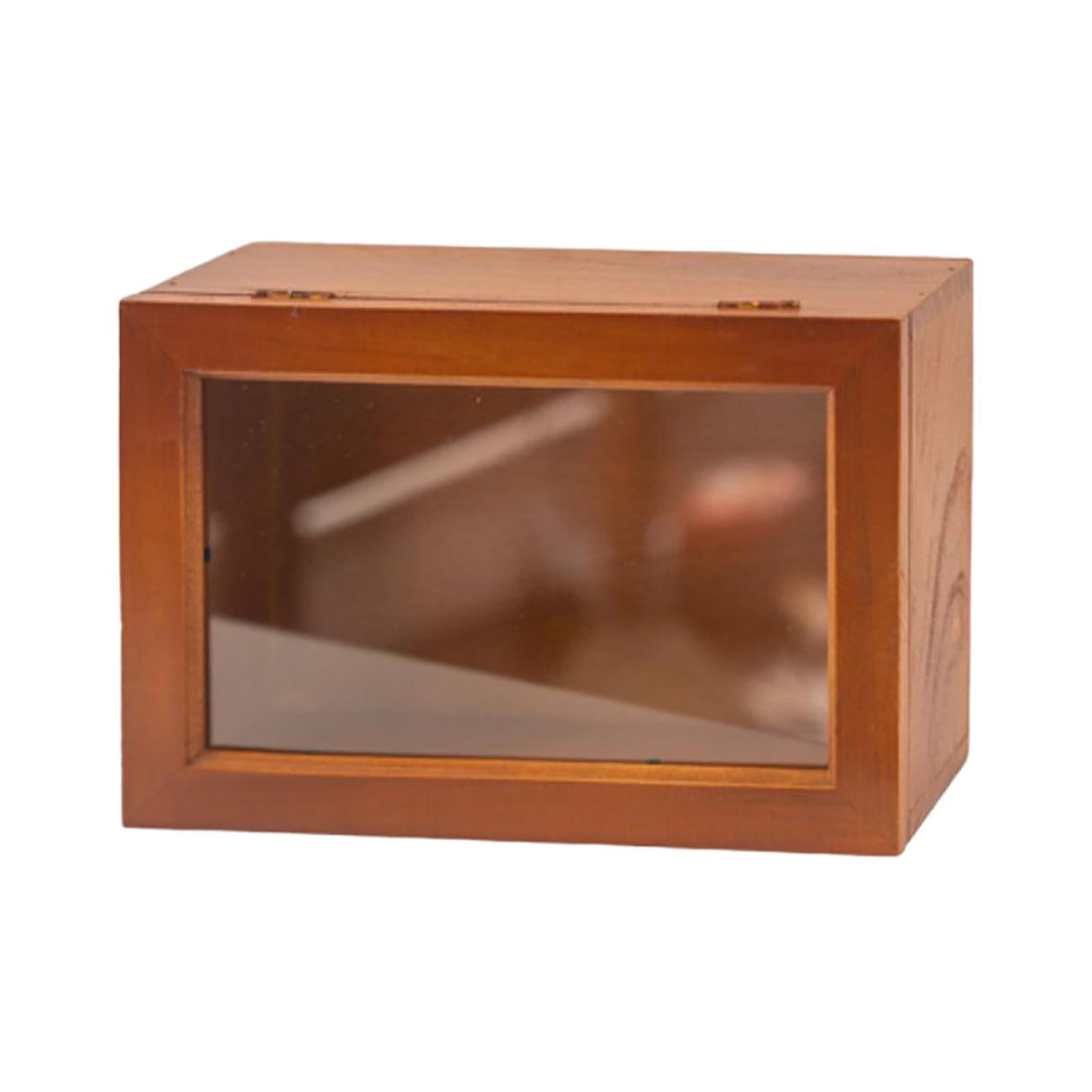 

Wooden Display Box Multifunctional Dustproof Figure Display Case Mini Cabinet Desktop Storage Cabinet for Rustic Toys Home Decor S