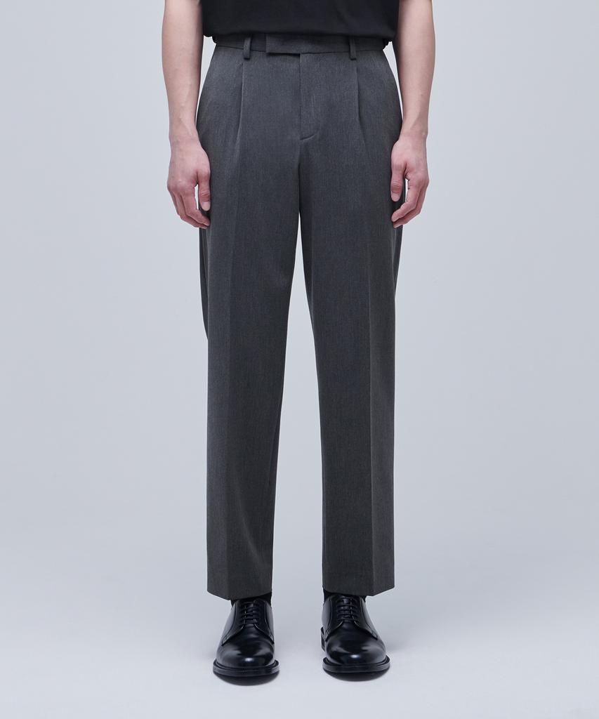 MUSINSA STANDARD Recycled One-Tuck Relaxed Tapered Hidden Banding Crop Slacks [Medium Grey]