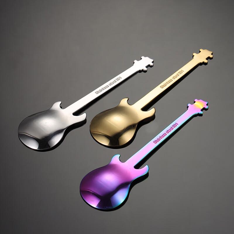 Qianxing 304 Stainless Steel Guitar Shape Coffee Spoon Set