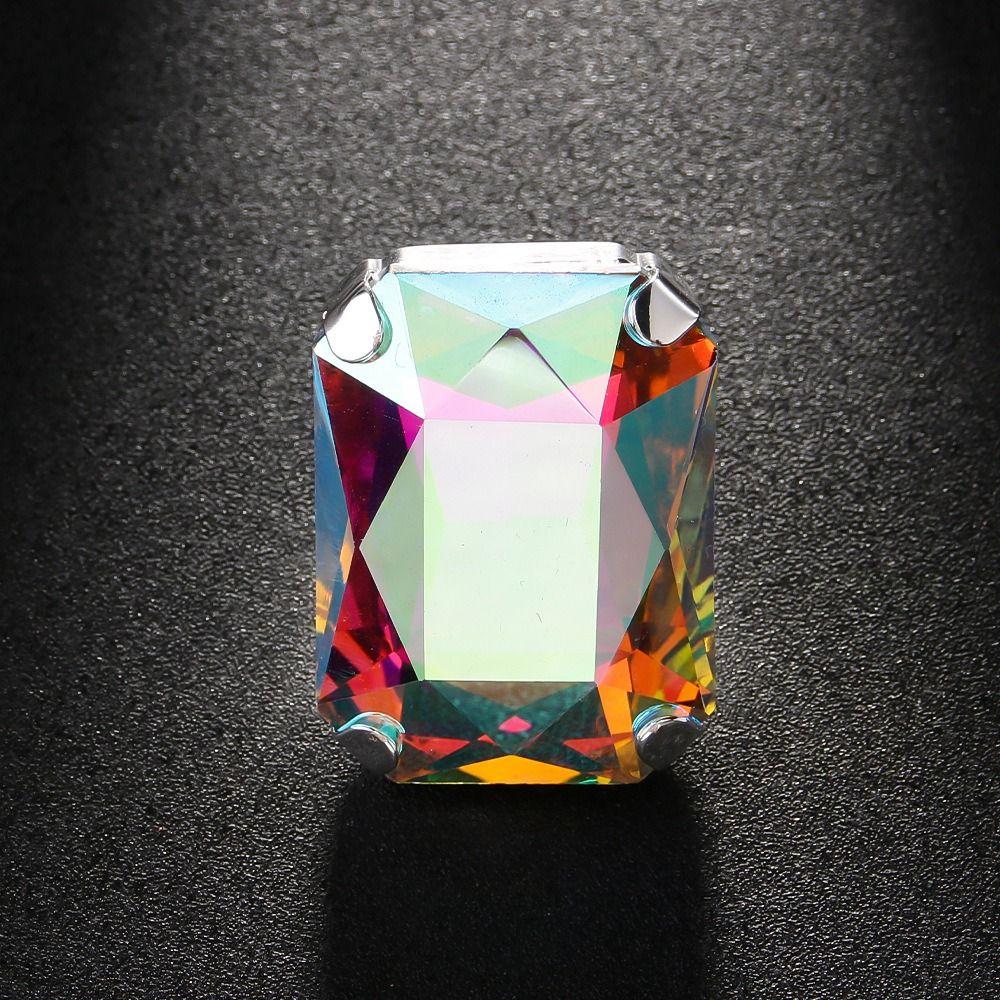 Adjustable Size Vintage Wedding Ring Rhinestone Crystal Large Crystal Ring