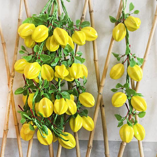 4Pcs Artificial Fruit Vegetable Garland Wall Hanging Fake Banana Strawberry Pumpkin Tomato Cucumber Chili String Farmhouse Kitchen Decoration