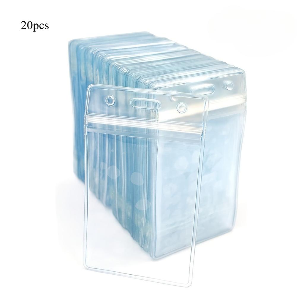 20-pack Transparent Vattentät PVC-kortficka, Vertikal ID-brickhållare med snöre för mässor, certifikat och anställdas namnskyltar
