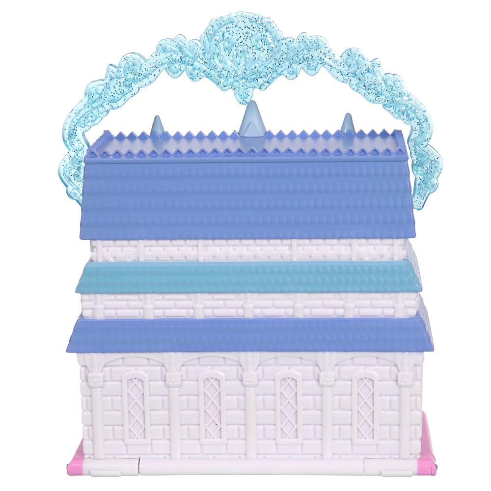 Official Disney Store Frozen Castle Micro Playset with Elsa, Anna, and Olaf Microfigures, Portable Travel Toy Playset with Handle, and Surprise Reveal