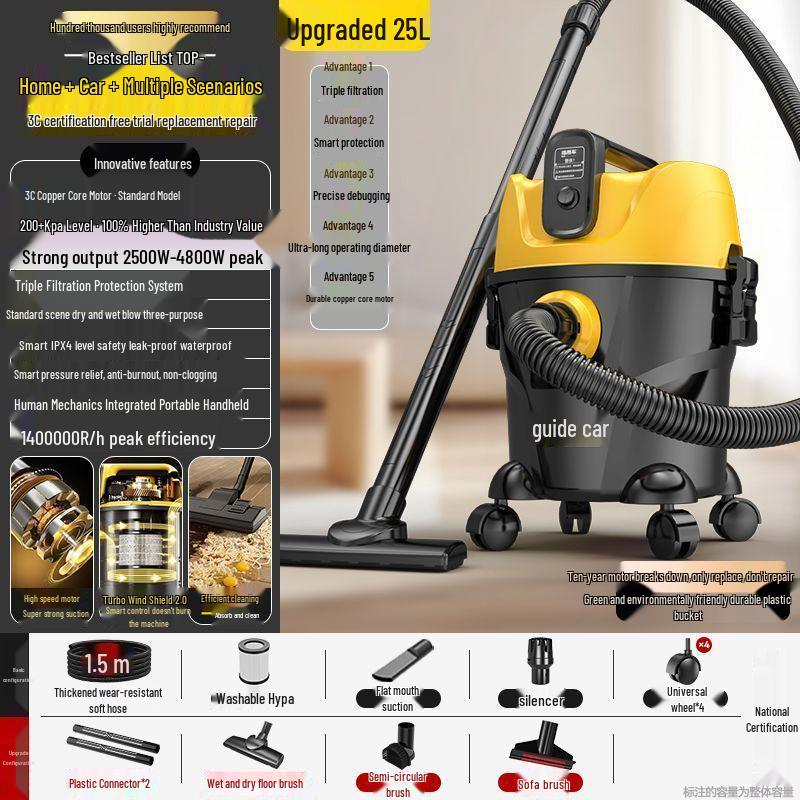 Versatile Industrial & Household Vacuum Cleaner: Powerful Suction, Wet/Dry Use for Cars & Initial Cleaning