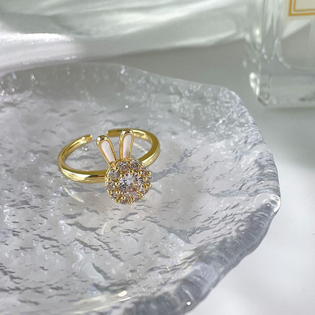 Zirconia Rabbit Anxiety Rings Rotatable Rings Adjustable Calming Worry Rings