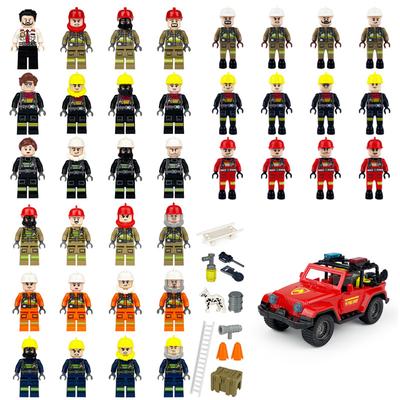 Small Particles Assembled Building Block Doll Fire Rescue Force City Firefighter Doll Toy