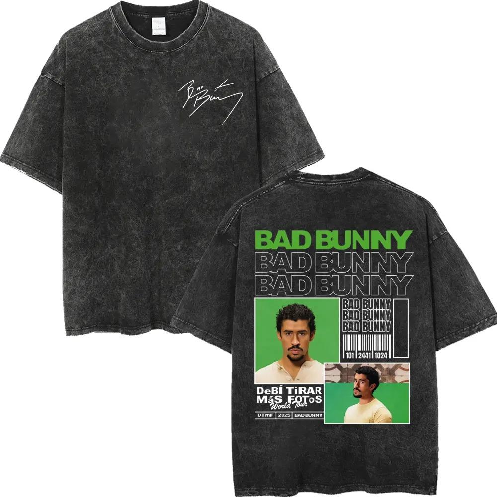 Bad Bunny Vintage Washed Latin Trap Reggaeton High Quality Hip Hop Streetwear Unisex Merch Comfortable Women And Unisex Tshirts S