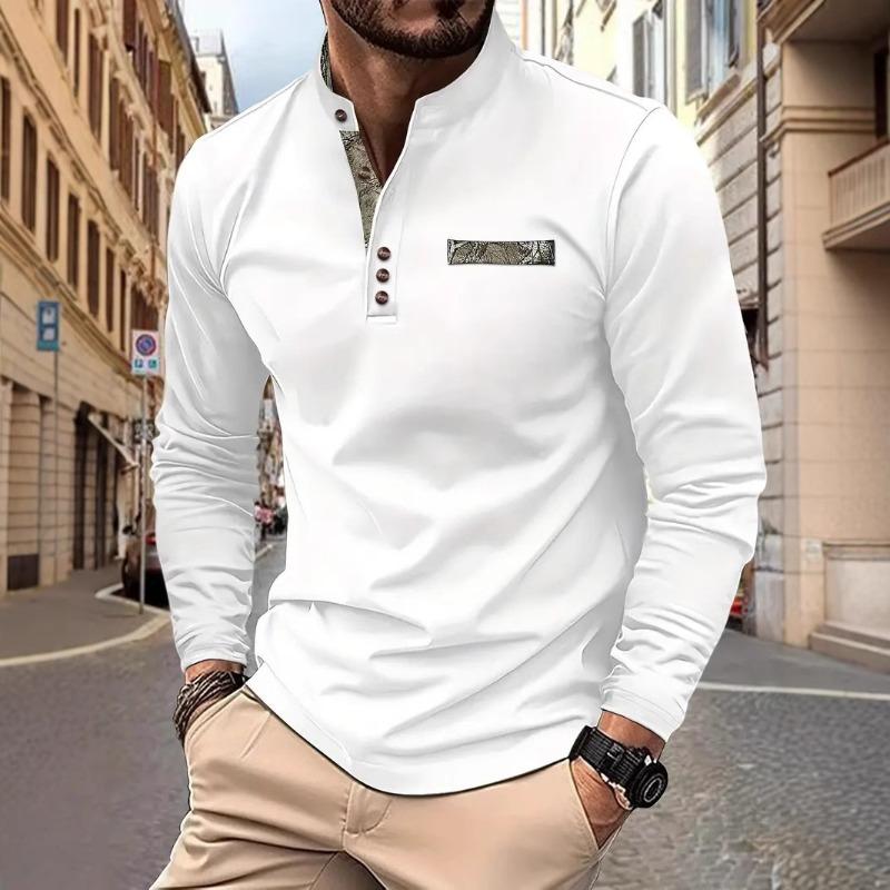 Fashionable Men's Sweatshirt: Casual, Sporty, Comfortable with Small Stand Collar Long-Sleeved Top