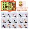 30/32PCS with Carbon Steel Hook Fly Fishing Lures with Flat Box Fly Fishing Bait Kit  For Bass