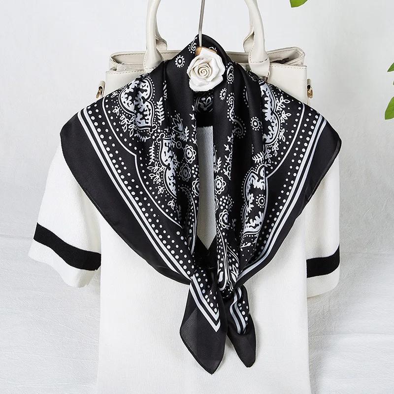 Fashion Paisley Print Kerchief Women Hair Scarf Silk Headband Bandana Head Scarves Female 70*70cm Square Hijab Scarfs For Ladies