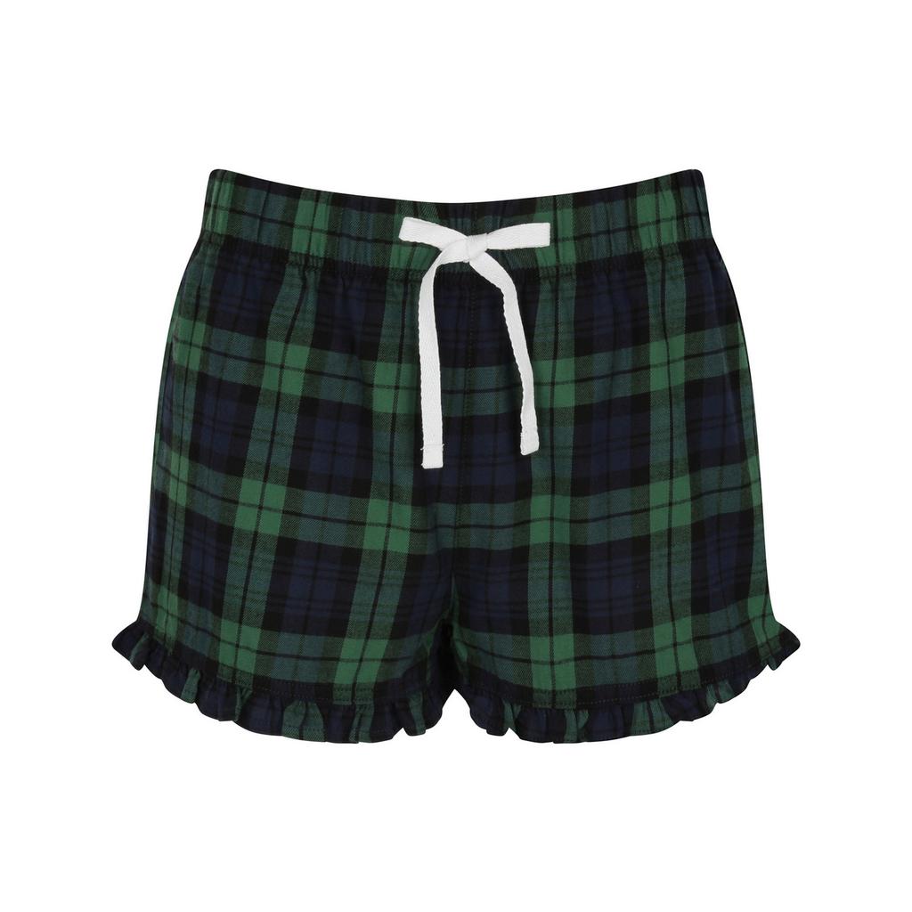 SF Womens/Ladies Tartan Frill Lounge Shorts