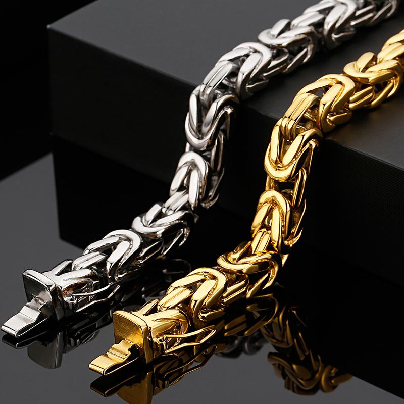 Hiphop Chain Bracelets For Men Never Fade Gold Color Stainless Steel Bracelet Manly Wrist 8.66" Classic Mens Jewellery Accessories