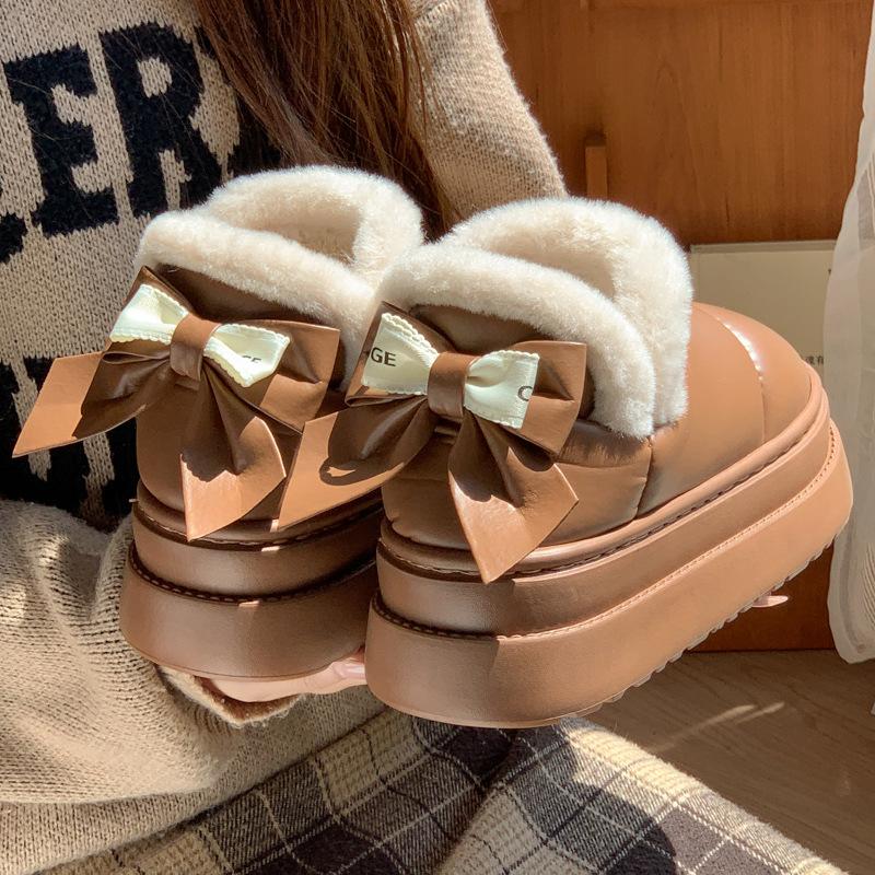 

Mingsheng winter 2025 new shoes high-top platform bow EVA cotton shoes snow boots velvet warm cotton mop 40/41 fits (39/40 feet wear) кофейный