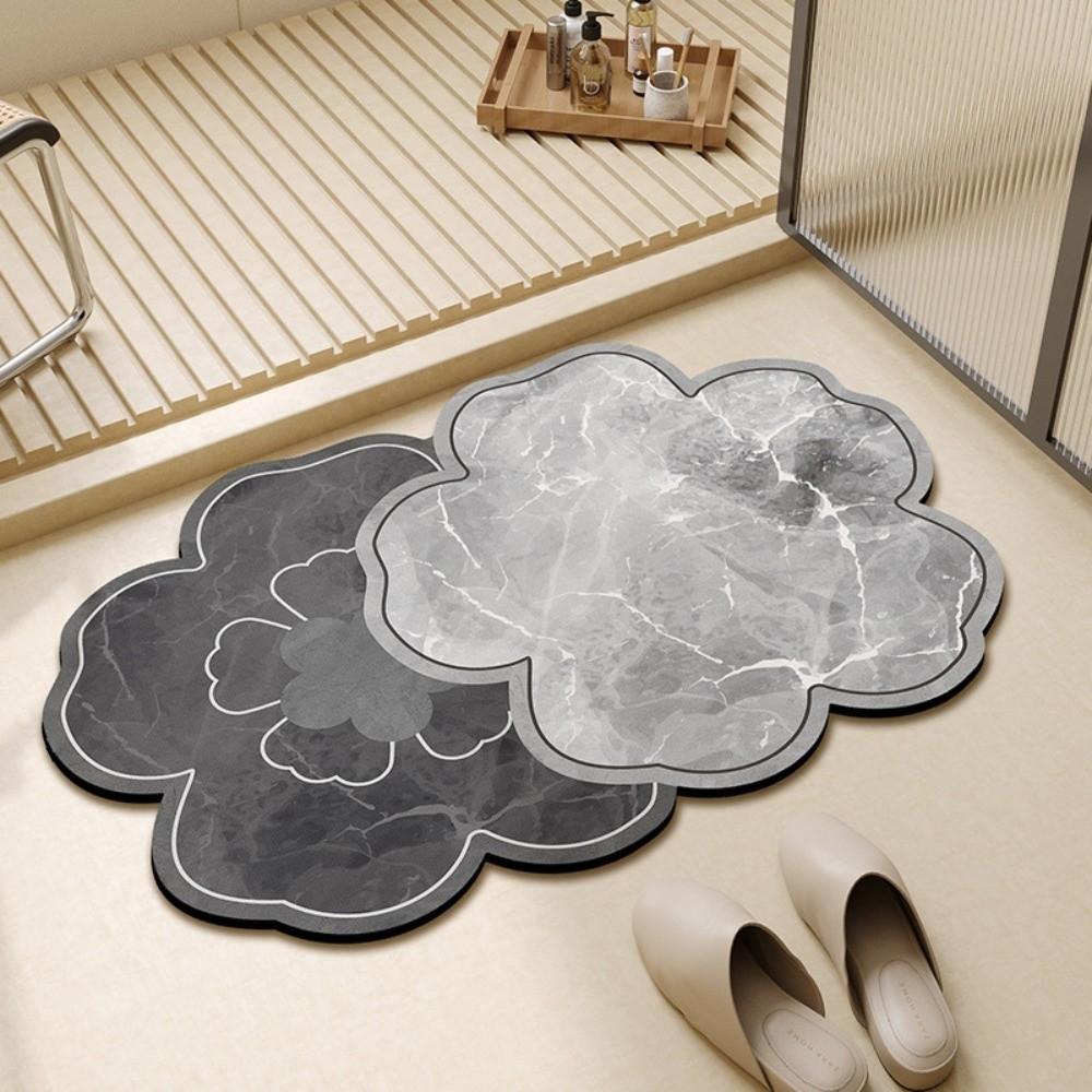 Non-Slip Diatomite Bathroom Mat Quick Dry Flower Door Mat Foot Mat Absorbent Floor Mat Bathroom серый