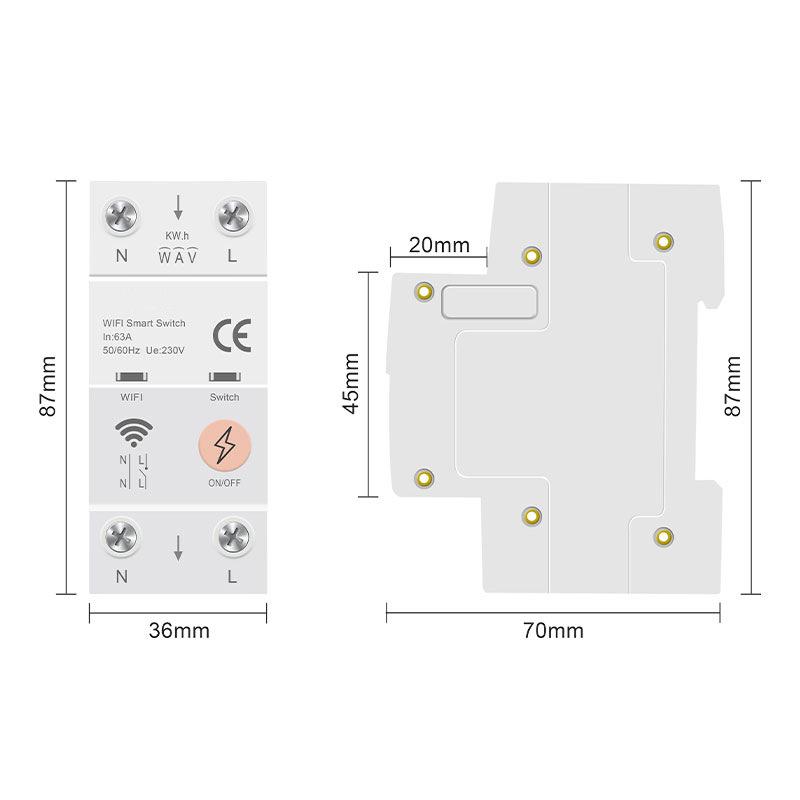Smart WiFi Mobile Remote 2P Circuit Breaker Timer Switch