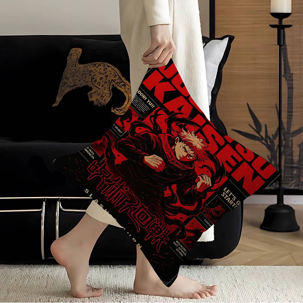 Yuji Itadori And Ryomen Sukuna Classic Movie Maple Design Cushion Cover Happy Autumn Harvest Decor Holiday Decorati Pillow Cover