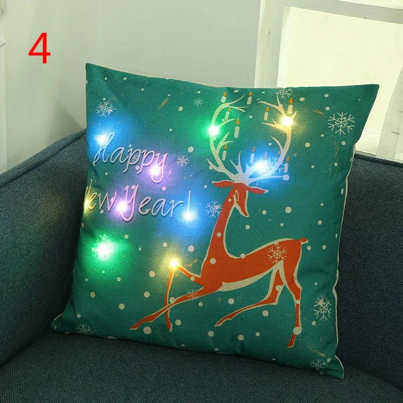 Home Pillowcase Creative LED Lights Sofa Pillowcase Christmas Theme Pillow