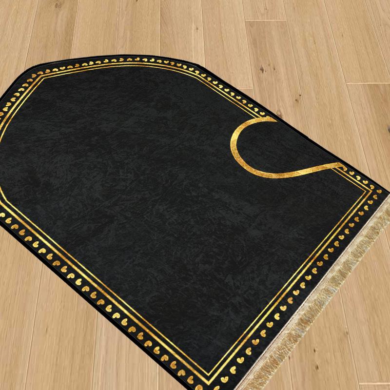 Solid Color Velvet Diamond Floor Mat: Gold, Non-Slip, Thickened with Tassels