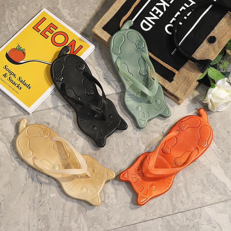 Fashion Flip Flops Women Designer Summer Beach Women Cat Shape Girls Lovely Non-slip Thick Heel Sandals Cute Outdoor Slippers Bathroom