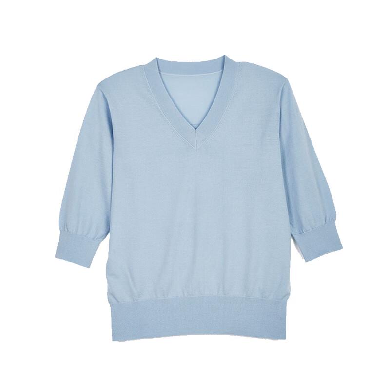 Haier Mans Women's V-Neck Half-Sleeve Wool Blend Sweater