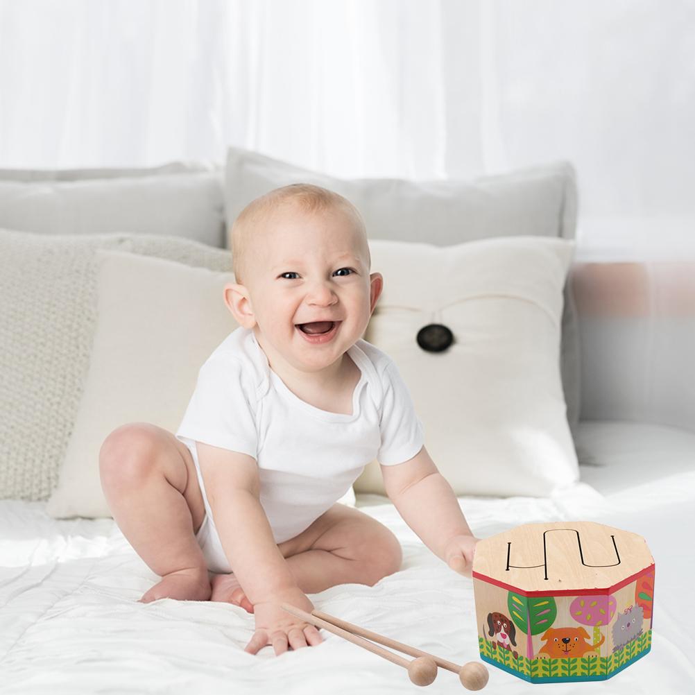 Kids Toys Cartoon Wooden Drum Early Education Musical Toys For Children Drum Musical Instruments