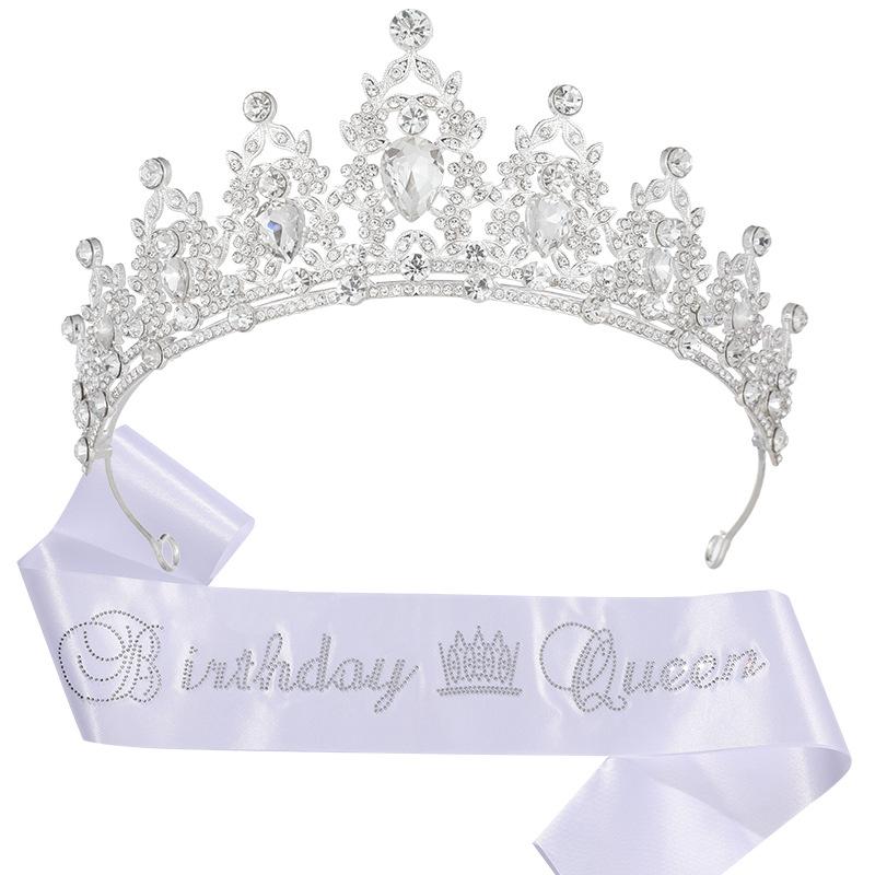 European and American Light Luxury Crystal Crown Hot Diamond Etiquette Belt Birthday Girl Birthday Party Accessories Decoration 2026