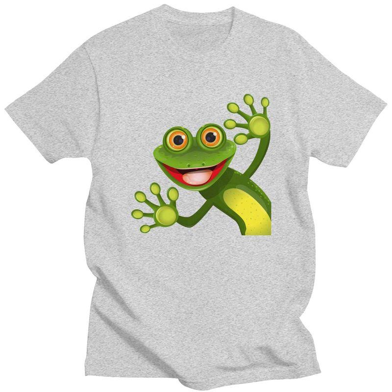 Custom Happy Frog T Shirts for Men Pure Cotton Tees Tshirt Short Sleeve Casual Tshirt Clothing